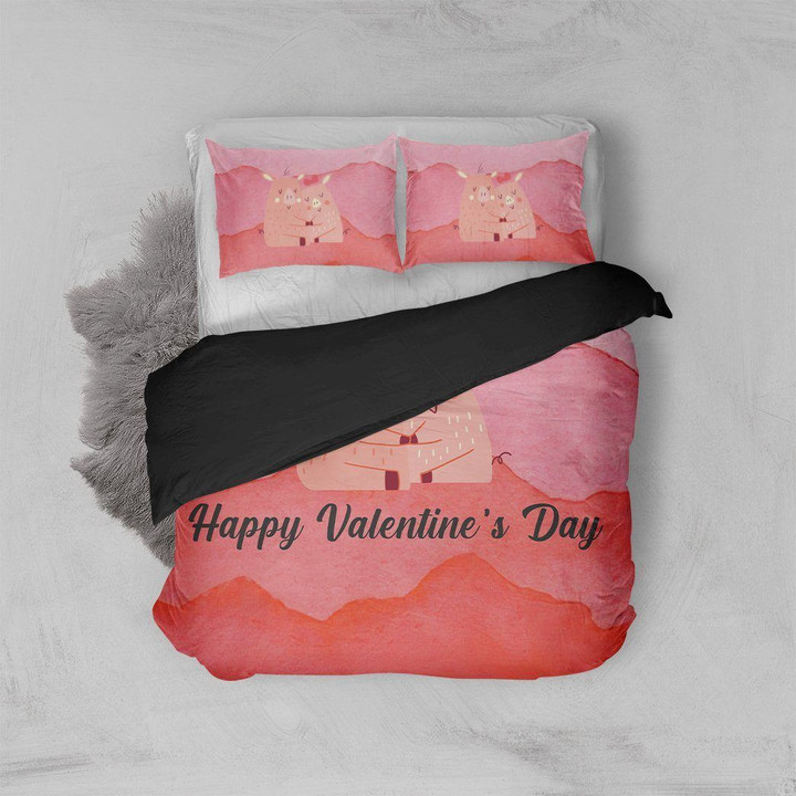 Flowermoonz Flowermoonz 3D Adorable Pig Couple Valentine Custom Bedding