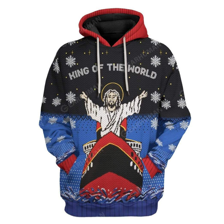 Flowermoonz Ugly Christmas Titanic Jesus King Of The World Custom T-Shirts Hoodies Apparel