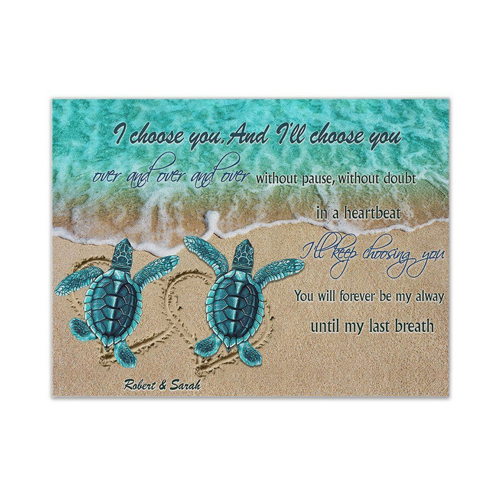 Flowermoonz 3D Sea Turtle I Choose You Custom Name Canvas