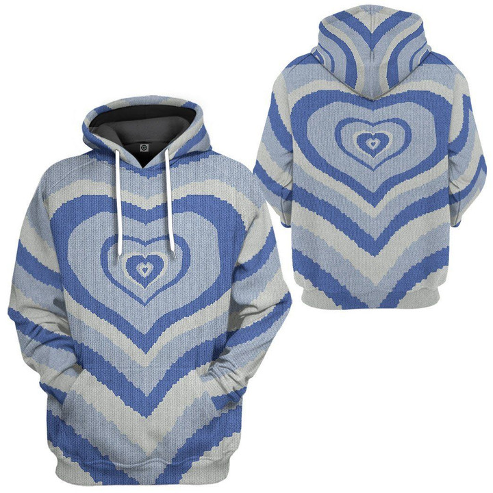 Flowermoonz Flowermoonz 3D Blue Heart Wave Custom Sweater