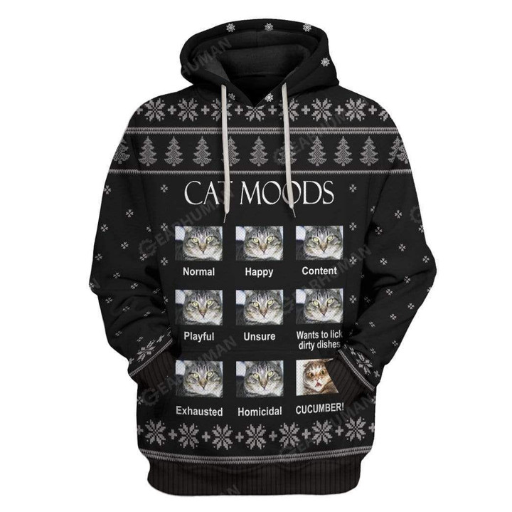 Flowermoonz Ugly Cat Moods T-Shirts Hoodies Apparel