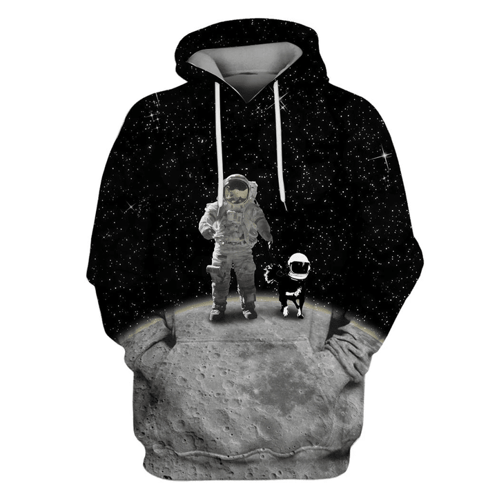 Flowermoonz Astronaut walks on the moon's surface Custom T-shirt - Hoodies Apparel
