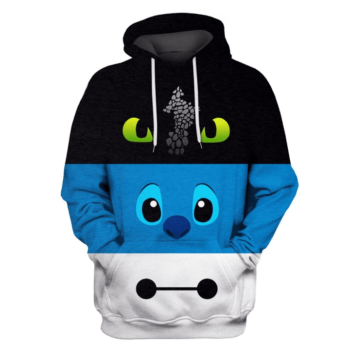 Flowermoonz toothless Stitch and Baymax T-Shirts - Zip Hoodies Apparel