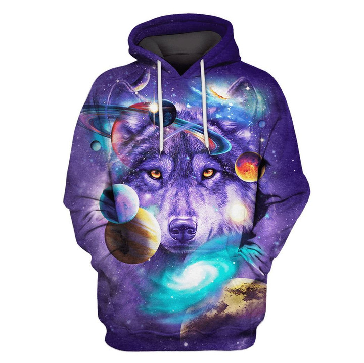 Flowermoonz Wolf and Universe Custom T-shirt - Hoodies Apparel