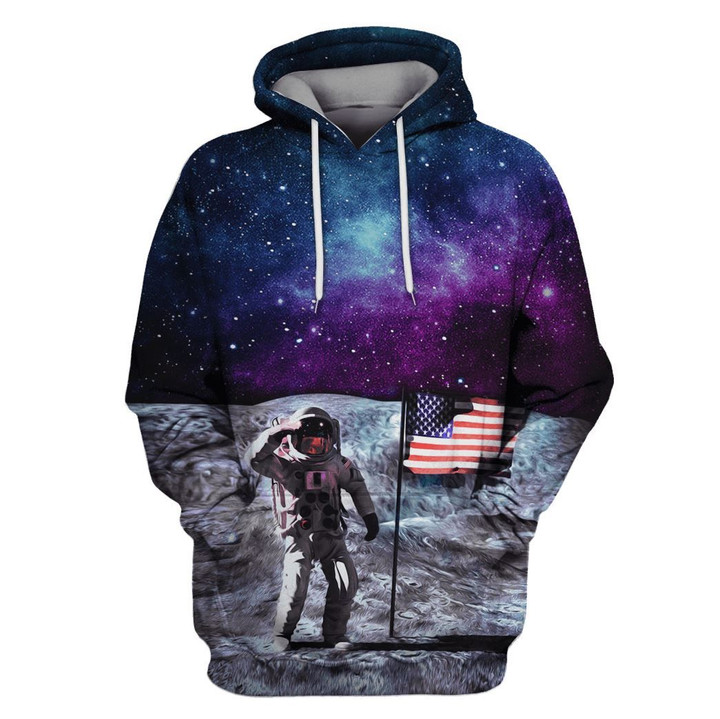 Flowermoonz American Astronaut OuterSpace Custom T-shirt - Hoodies Apparel