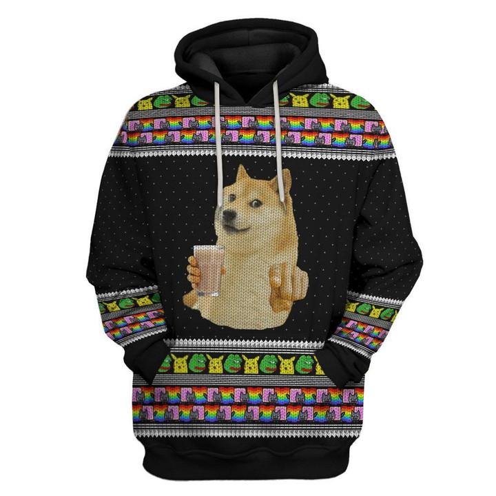Flowermoonz 3D Choccy Milk Meme Doge Ugly Sweater Custom Hoodie Apparel