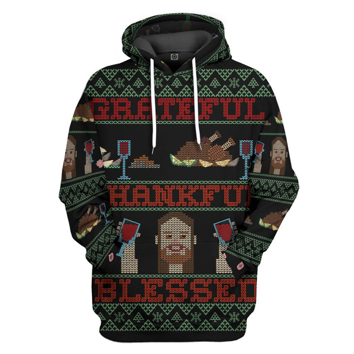 Flowermoonz 3D Ugly Christmas Sweater Thanksgiving Edition Cosplay Custom Tshirt Hoodie Apparel