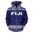 Alohawaii Clothing, Zip Hoodie Fiji Tapa All Over, Blue And White Version | Alohawaii.co