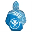 Alohawaii Clothing, Zip Hoodie Hawaii Maoli Polynesian White Blue Version | Alohawaii.co