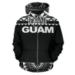 Alohawaii Clothing, Zip Hoodie Guam, Polynesian Black And White | Alohawaii.co