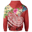 Alohawaii Clothing, Zip Hoodie Polynesian American Samoa, Summer Plumeria (Red) | Alohawaii.co