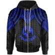Alohawaii Clothing, Zip Hoodie Tonga Custom Personalised, Polynesian Armor Style Blue | Alohawaii.co