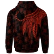 Alohawaii Clothing, Zip Hoodie Cook Islands Personalised, Polynesian Wings (Red) | Alohawaii.co