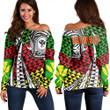 Alohawaii Clothing - Kanaka Maoli Off Shoulder Sweatshirt Kakau Pattern Pohic Style A7