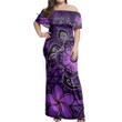 Alohawaii Dress - Hawaii Mix Polynesian Turtle Plumeria Nick Style Purple Off Shoulder Long Dress