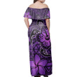 Alohawaii Dress - Hawaii Mix Polynesian Turtle Plumeria Nick Style Purple Off Shoulder Long Dress