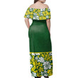 Alohawaii Dress - Golden Green Off Shoulder Long Dress