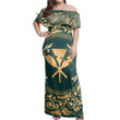 Alohawaii Dress - Hawaii Map Classic Floral Green Off Shoulder Long Dress