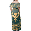Alohawaii Dress - Hawaii Map Classic Floral Green Off Shoulder Long Dress