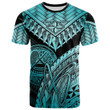 American Samoa T-Shirt Turquoise - Polynesian Necklace and Lauhala