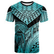 American Samoa Custom Personalised T-Shirt Turquoise - Polynesian Necklace and Lauhala