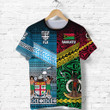 (Custom Personalised) Vanuatu And Fiji T Shirt Together - Blue, Custom Text And Number
