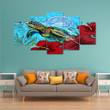 Alohawaii Canvas Wall Art - American Samoa Turtle Hibiscus Ocean Canvas Wall Art A95