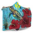 Alohawaii Hooded Blanket - Hawaii Turtle Hibiscus Ocean Hooded Blanket A95