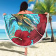 Alohawaii Beach Blanket - Marshall Islands Turtle Hibiscus Ocean Beach Blanket A95