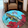 Alohawaii Round Carpet - Norfolk Island Turtle Hibiscus Ocean Round Carpet | Alohawaii
