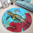 Alohawaii Round Carpet - Norfolk Island Turtle Hibiscus Ocean Round Carpet A95
