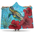 Alohawaii Hooded Blanket - Palau Turtle Hibiscus Ocean Hooded Blanket | Alohawaii
