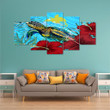 Alohawaii Canvas Wall Art - Pitcairn Island Pitcairn Island Turtle Hibiscus Ocean Canvas Wall Art A95