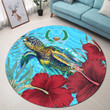 Alohawaii Round Carpet - Pohnpei Turtle Hibiscus Ocean Round Carpet A95