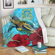 Alohawaii Premium Blanket - Tuvalu Turtle Hibiscus Ocean Premium Blanket | Alohawaii
