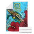 Alohawaii Premium Blanket - Tuvalu Turtle Hibiscus Ocean Premium Blanket A95
