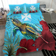 Alohawaii Bedding Set - Wallis and Futuna Turtle Hibiscus Ocean Bedding Set A95