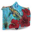 Alohawaii Hooded Blanket - Yap Turtle Hibiscus Ocean Hooded Blanket A95