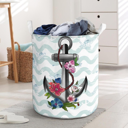 Alohawaii Accesory - Anchor Hibiscus Laundry Basket AH J1