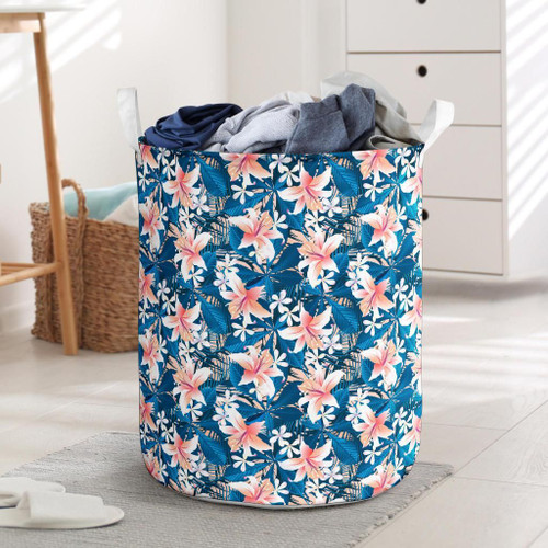 Alohawaii Accesory - Hawaii Tropical Hibiscus Blue Hawaii Laundry Basket - AH - J4
