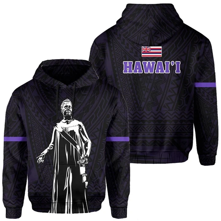 Alohawaii Hoodie - Polynesian Queen Lili'uokalani Flag Of Hawaii Hoodie Purple - AH - J6