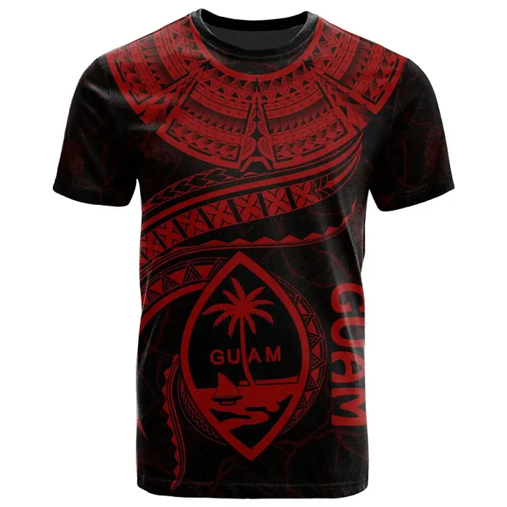 Alohawaii T-Shirt - Tee Guam Polynesian - Guam Waves (Red) | Alohawaii.co