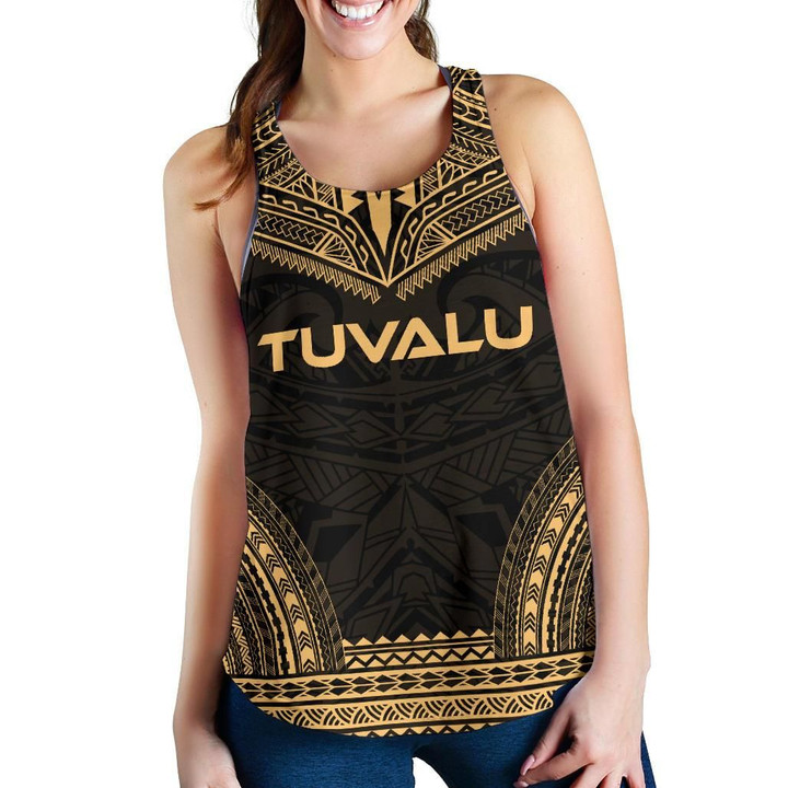 Alohawaii Tank Top - Women's Racerback Tank Tuvalu - Polynesian Chief Gold Version | Alohawaii.co