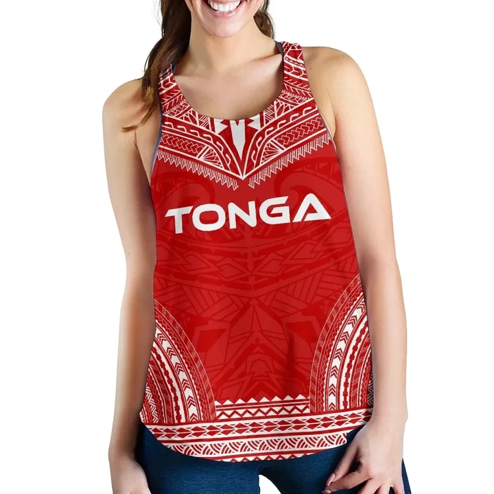 Alohawaii Tank Top - Women's Racerback Tank Tonga - Polynesian Chief Flag Version | Alohawaii.co