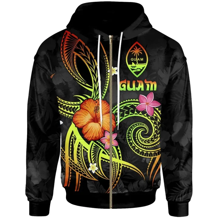 Alohawaii Clothing, Zip Hoodie Guam Polynesian, Legend of Guam (Reggae) | Alohawaii.co