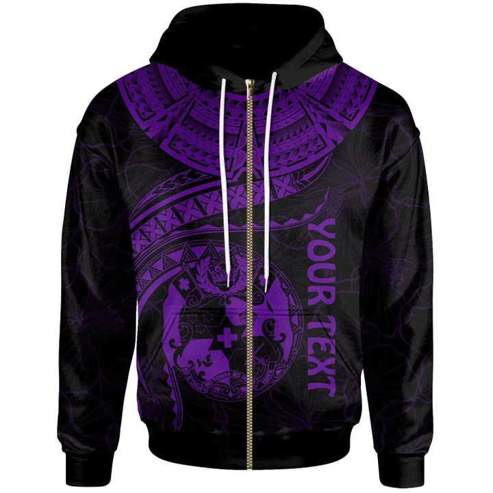Alohawaii Clothing, Zip Hoodie Tonga Polynesian Personalised, Tonga Waves (Purple) | Alohawaii.co