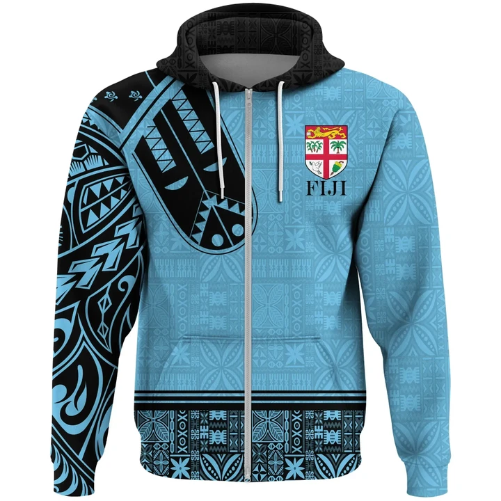 Alohawaii Clothing, Zip Hoodie Fiji Strong, Blue Version, Blue Version | Alohawaii.co