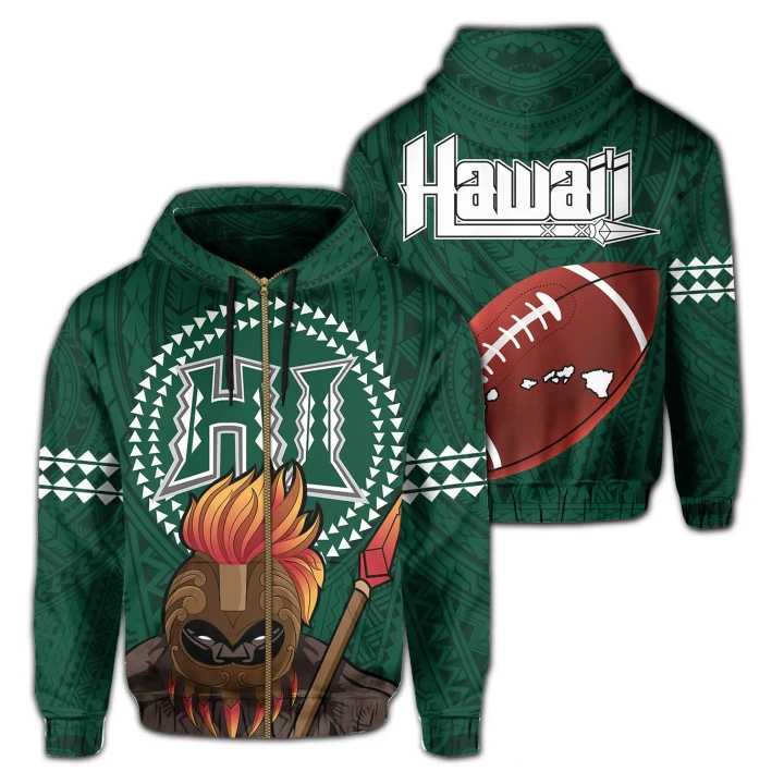 Alohawaii Clothing, Zip Hoodie Polynesian Warrior Football Kakau Hawaii | Alohawaii.co