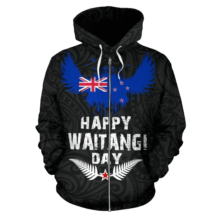 Alohawaii Clothing, Zip Hoodie New Zealand Happy Waitangi Day | Alohawaii.co
