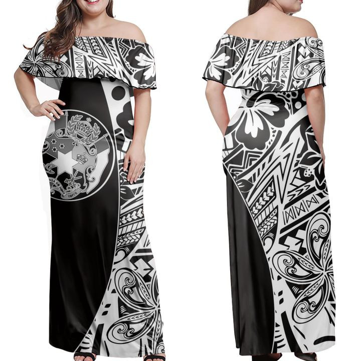 Alohawaii Dress - Sila Tonga Hibiscus Polynesian Pattern Off Shoulder Long Dress